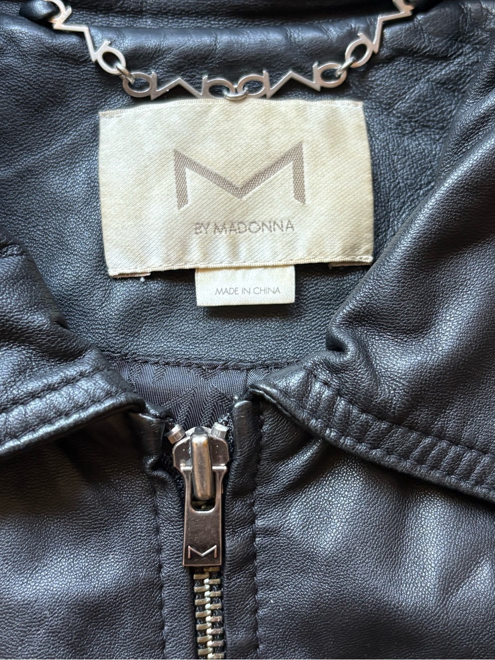 M by Madonna Genuine Leather Bomber Jacket